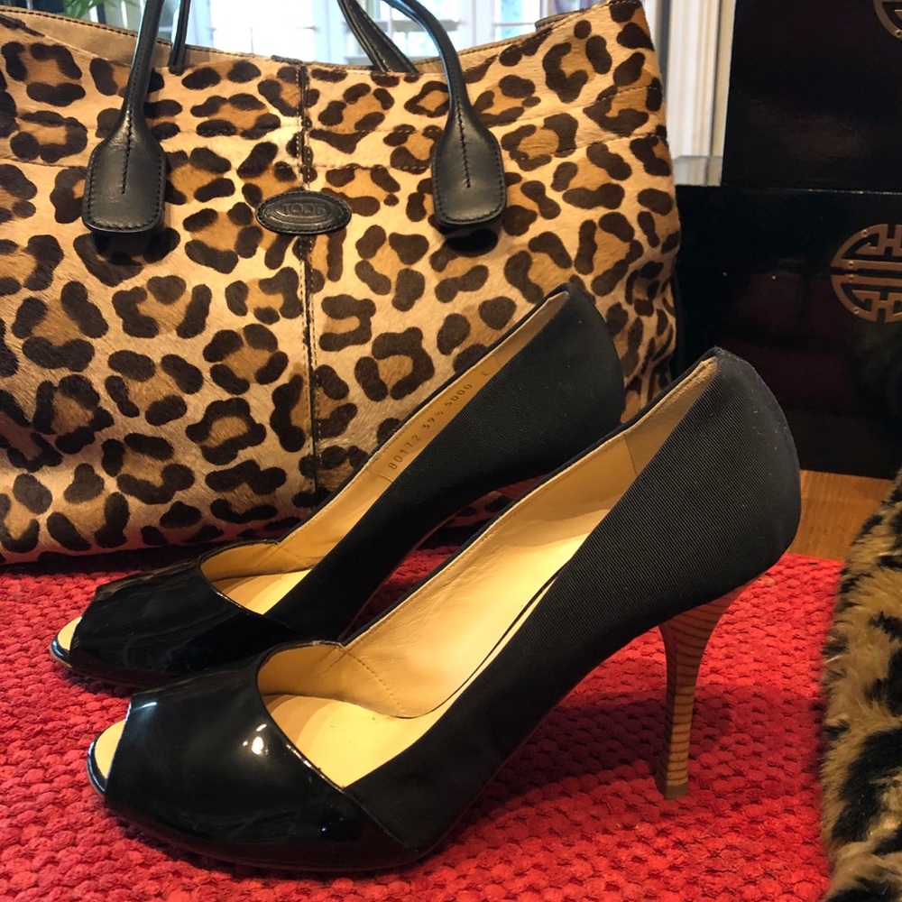 Giuseppe Zanotti Patent wood heel pumps 39.5 8.5